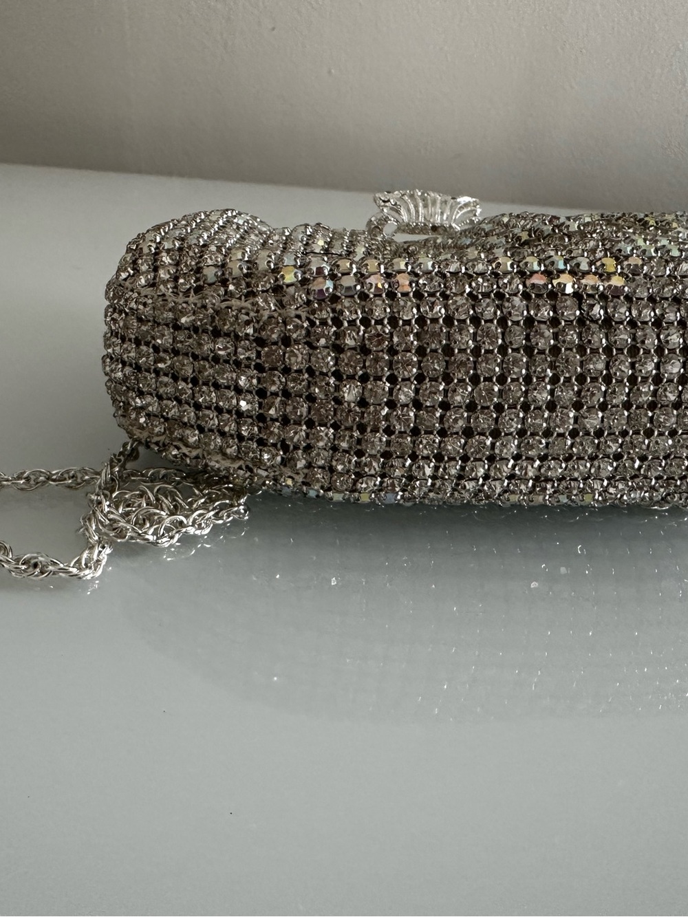 Silver Crystal Mesh Evening Bag - Brand Unspecified - Picture 6 of 7